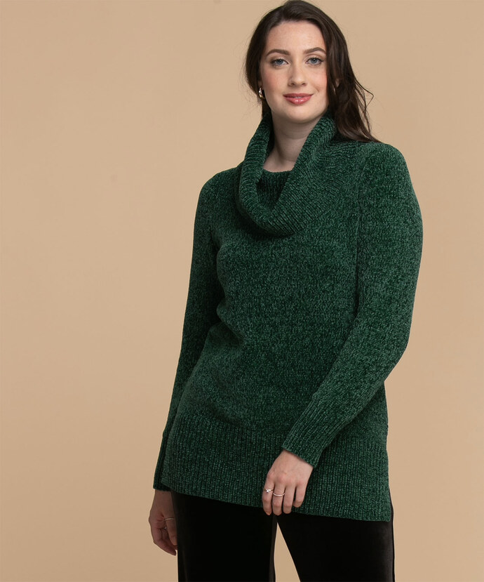 Chenille Cowl Neck Tunic Sweater Image 3