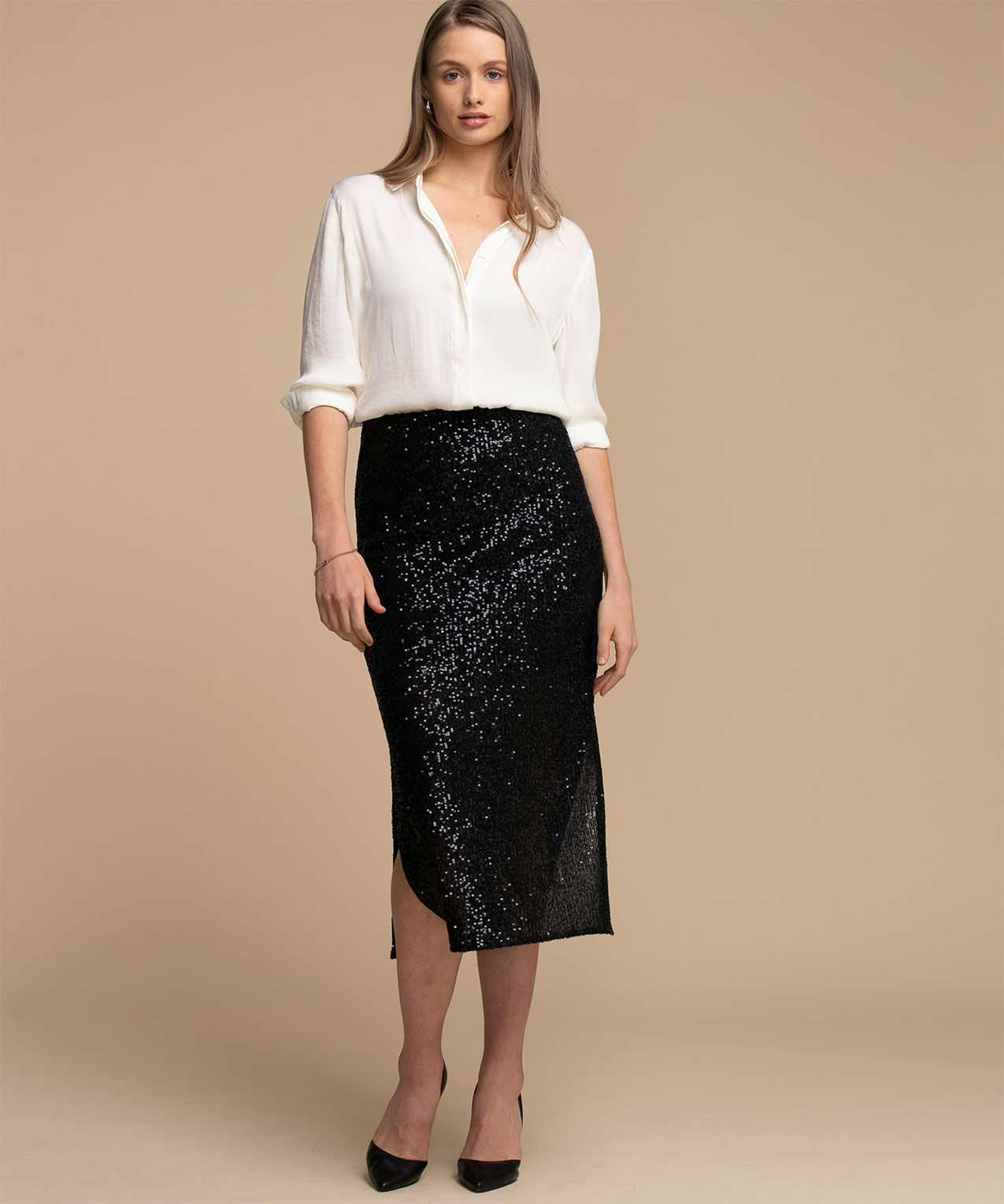 Black sequin skirt next on sale