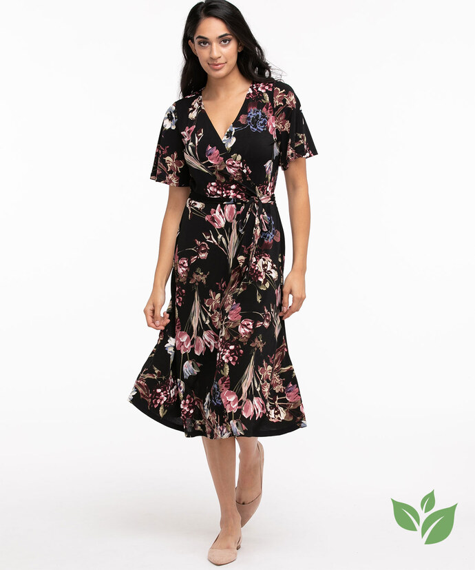 Eco-Friendly Belted Wrap Dress Image 1