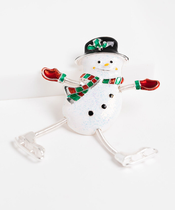 Happy Skating Snowman Brooch Image 1