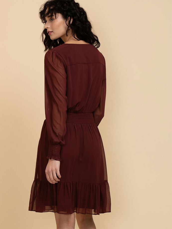 Tiered Long Sleeve Dress with Smocked Waist Image 4