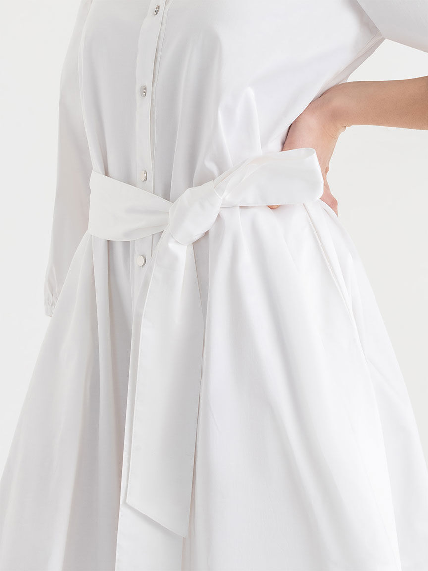 Belted midi shirt dress shop