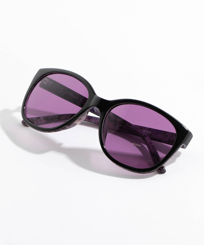 Purple Patterned Black Framed Sunglasses Image 2