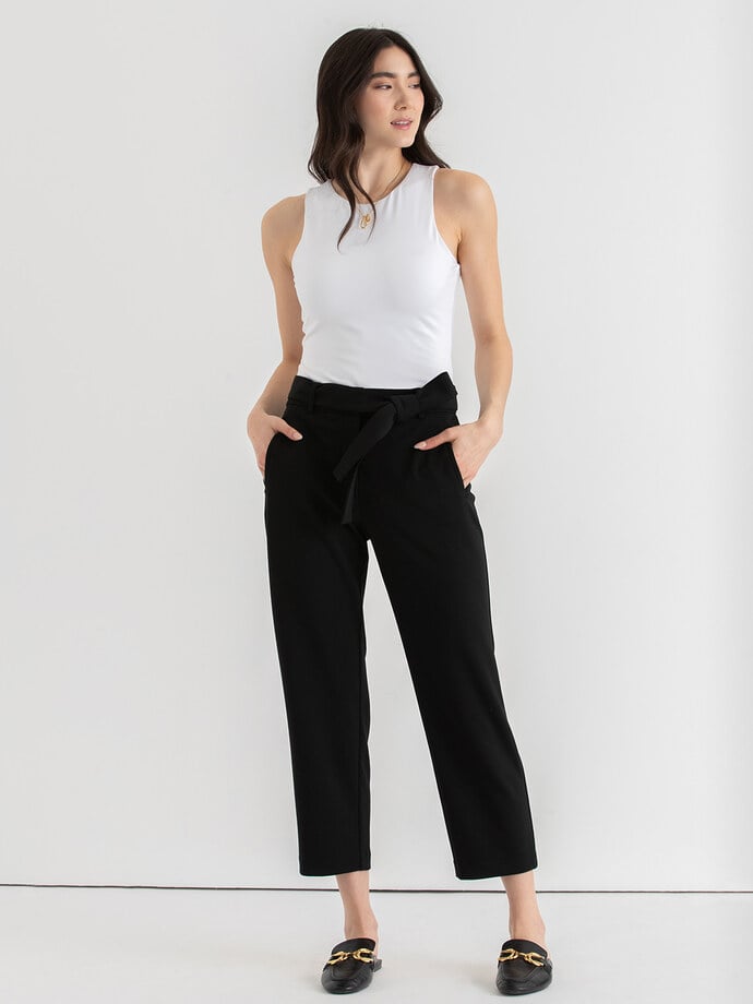 Belted Straight Crop Pant in Scuba Crepe Image 5