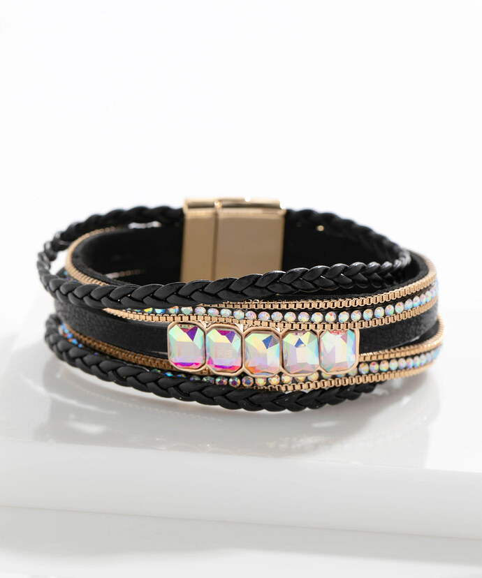 Black Snap Bracelet With Jewels Image 1