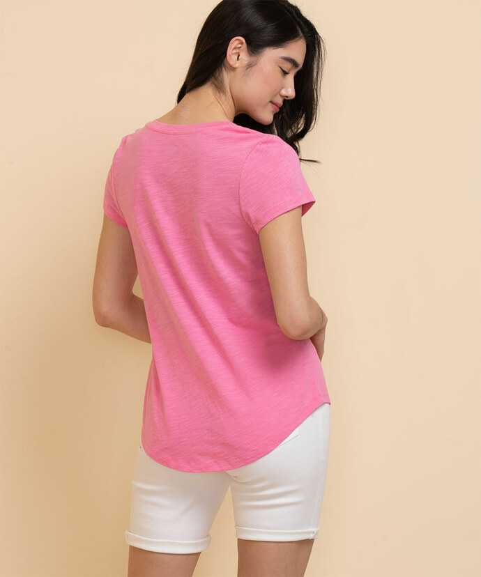 V-Neck Tee Shirt with Shirt Tail Image 3