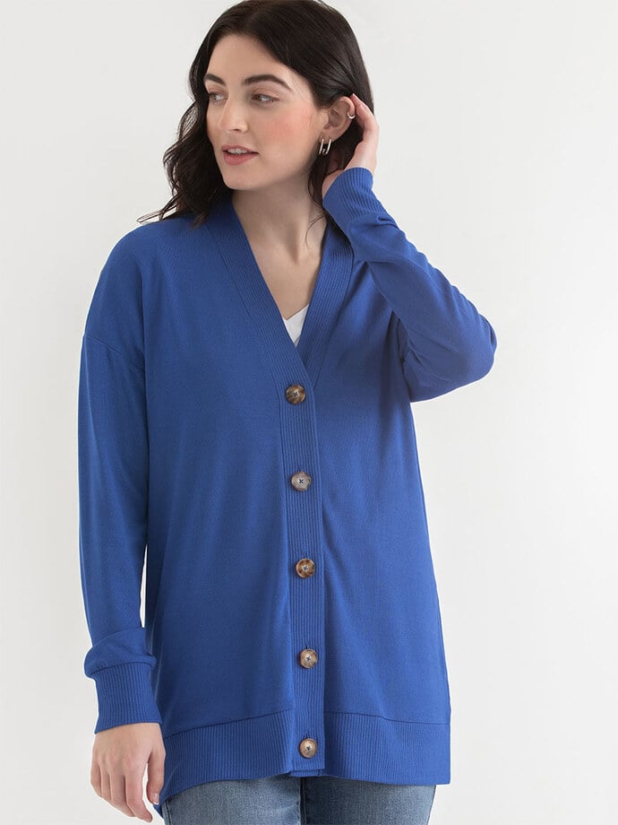 Long Button-Front Cardigan Image 4