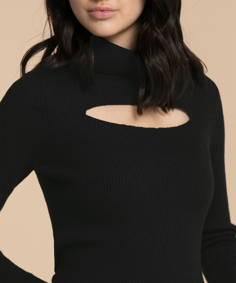 Turtle Neck Cut Out Sweater