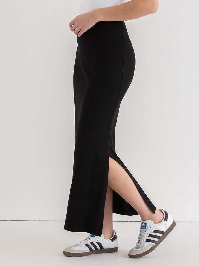 Knit Maxi Skirt with Side Slits Image 1