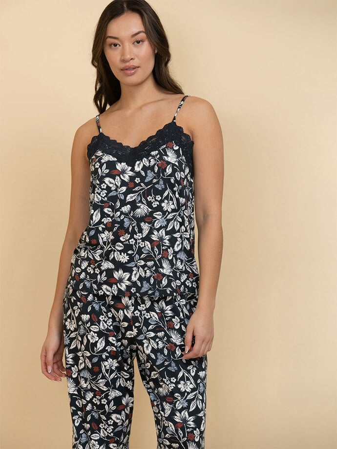 Lace Trim Cami with Crop Pant Sleepset Image 3
