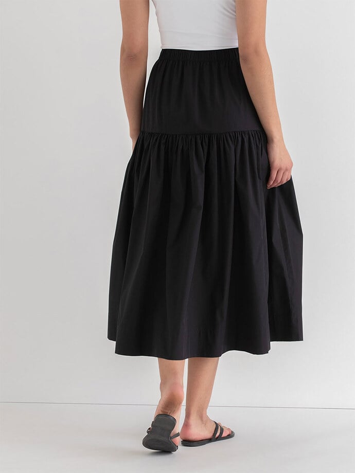 Tiered Poplin Midi Skirt Image 6