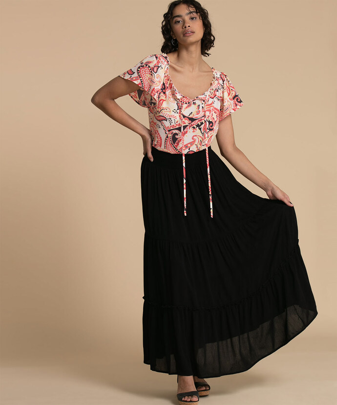 On or Off the Shoulder Top with Tied Neckline Image 5