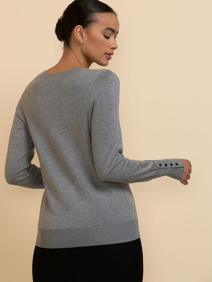 Crewneck Sweater with Rivet Detail Image 6