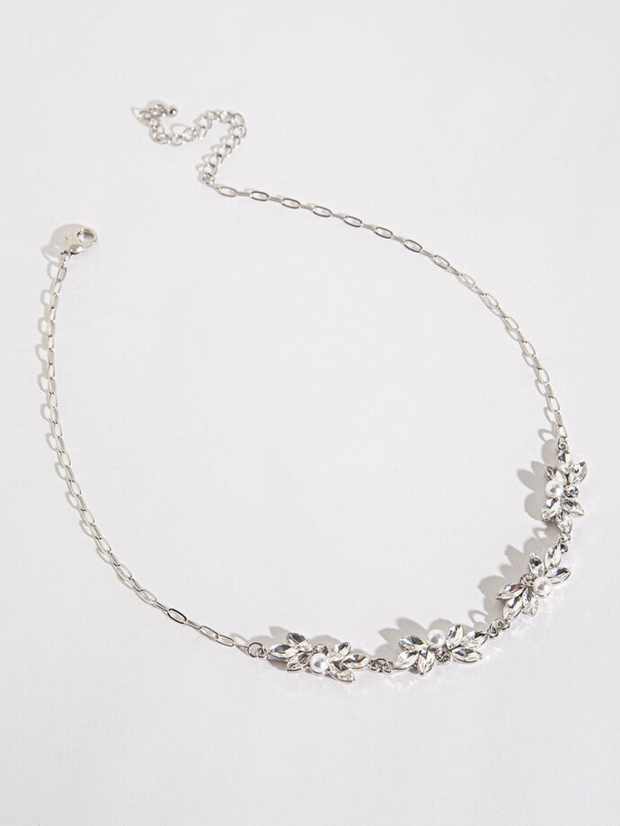 Pearl and Clear Crystal Statement Necklace Image 1