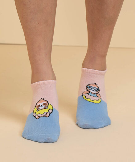 Summer Baby Sloth Ankle Sock, Blue Pt