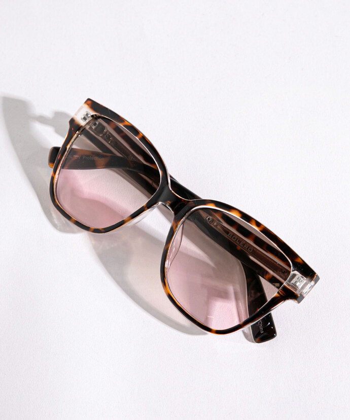 Tortoise Wayfarer Sunglasses with Pink Lenses Image 1
