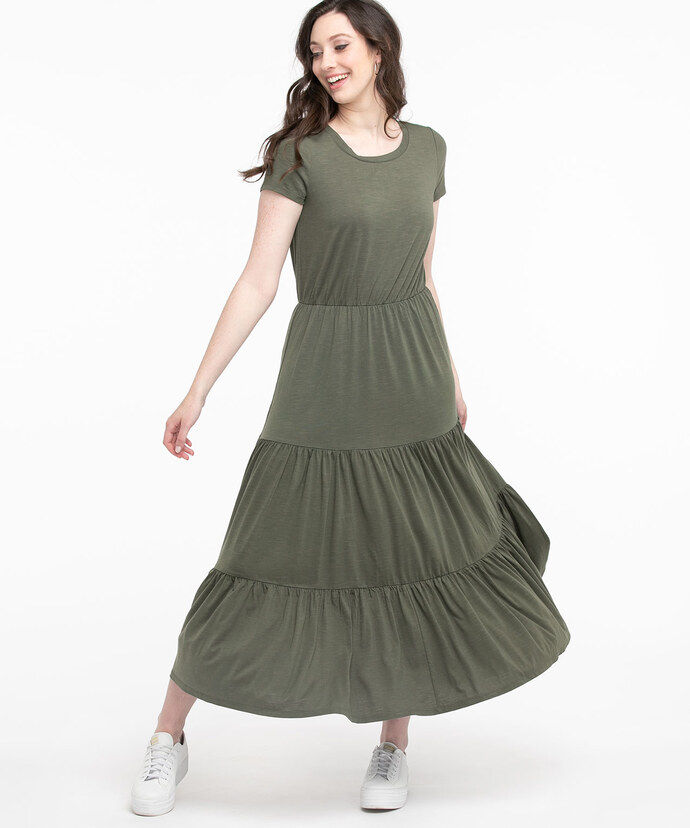 Short Sleeve Tiered Maxi Dress Image 1