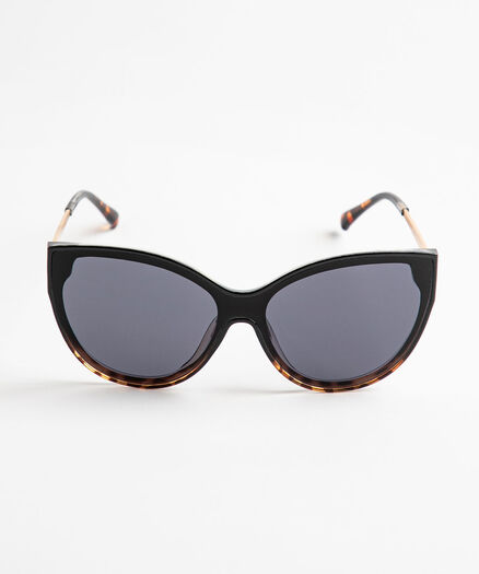 Oversized Cat Eye Sunglasses, Black/Tortoise