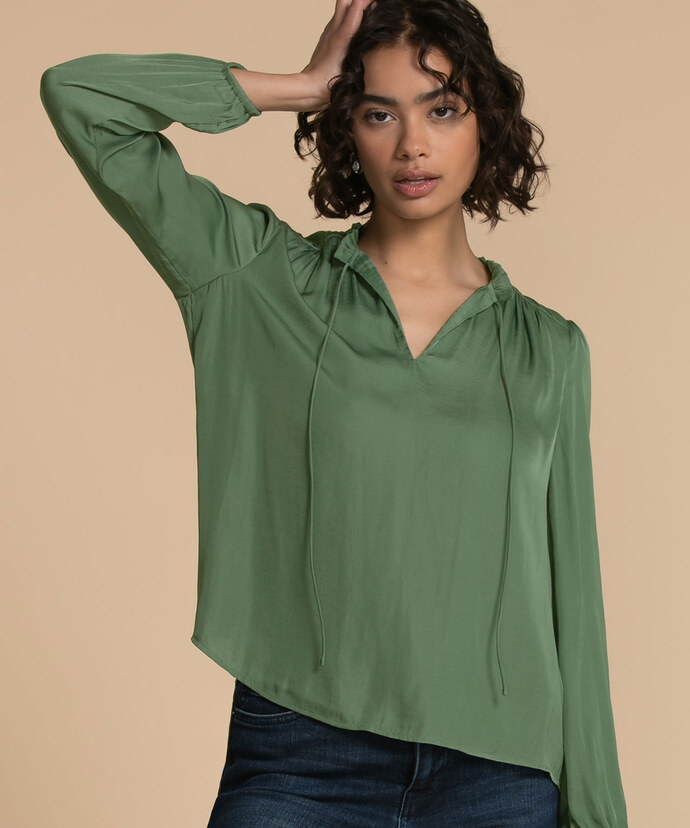 Long Sleeve Tie Neck Blouse Image 2