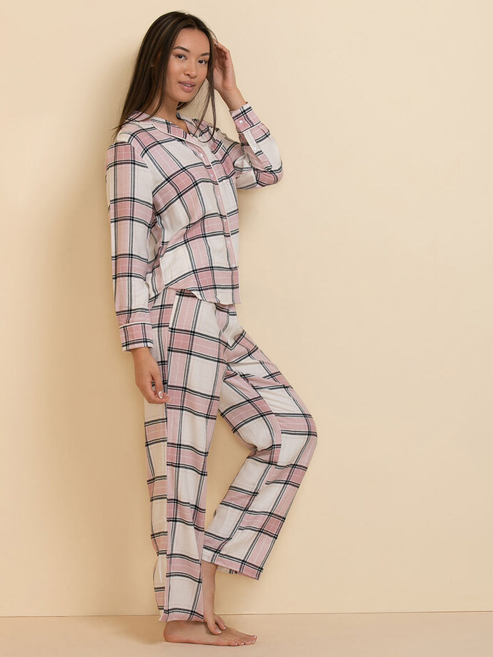 Flannel Pajama Top & Pant Set Image 1