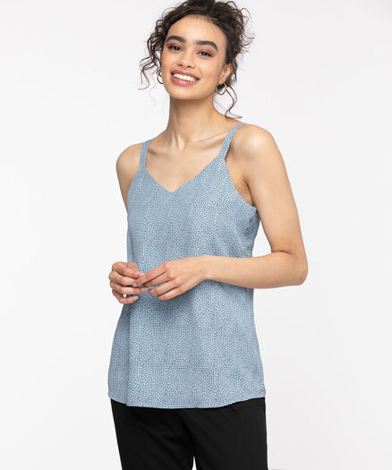 Strappy Double Layer Sleeveless Blouse, Dusty Blue/Black