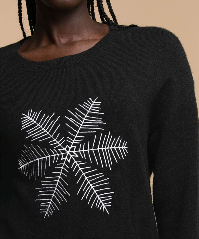 Embroidered Snowflake Sweater Image 4