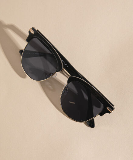 Black Wayfarer Frame Sunglasses, Black