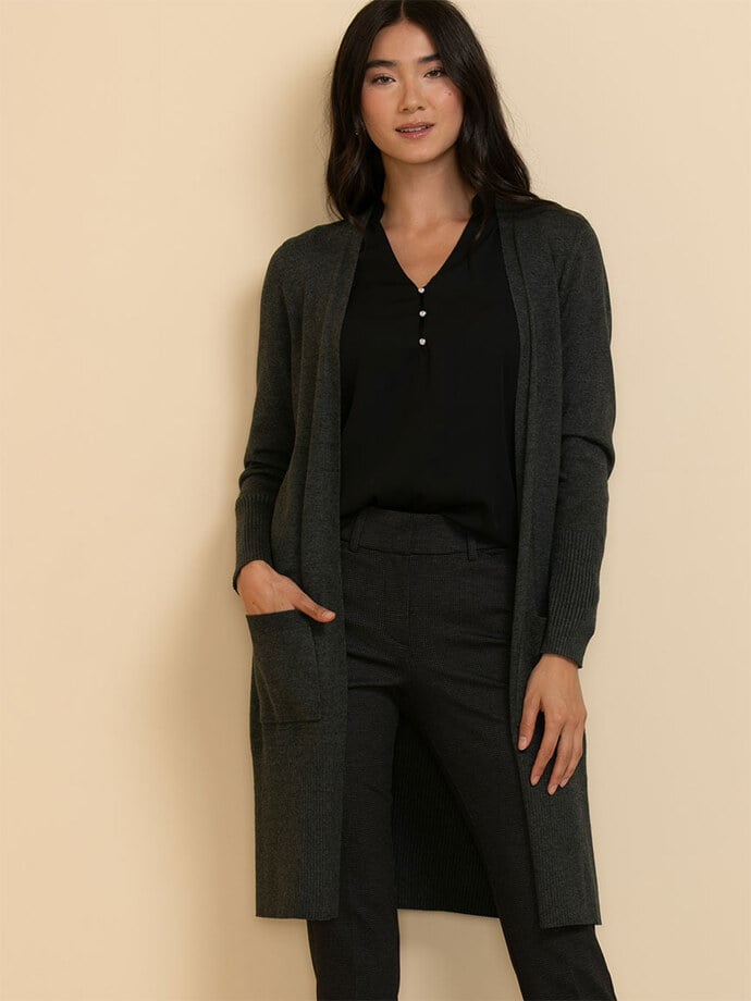 Ribbed Detail Duster Cardigan Image 3