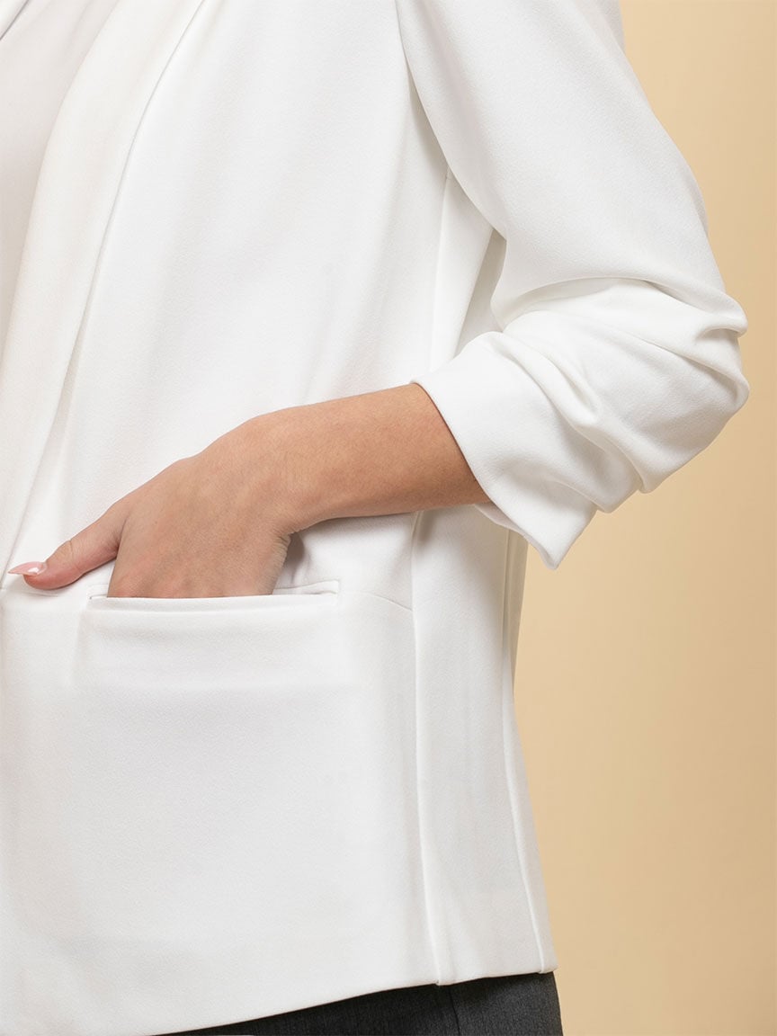 White blazer open arms top