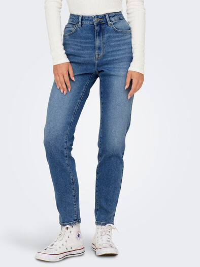 Emily High Waist Straight Leg Jeans, Medium Blue Denim Emily High Waist Straight Leg Jeans, Medium Blue Denim
