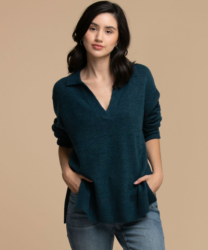 Henley Tunic Pullover Sweater Image 2