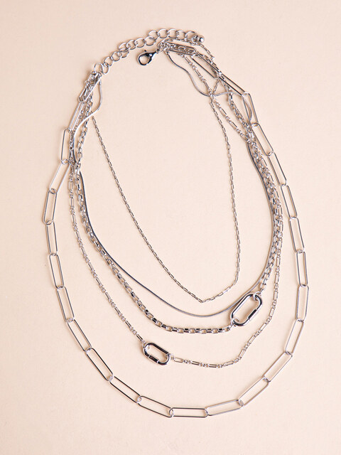 Silver Layered Chain-Link Necklace
