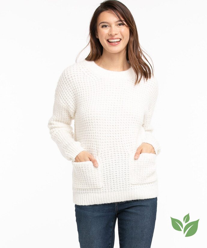 Patch Pocket Waffle Pullover Image 1
