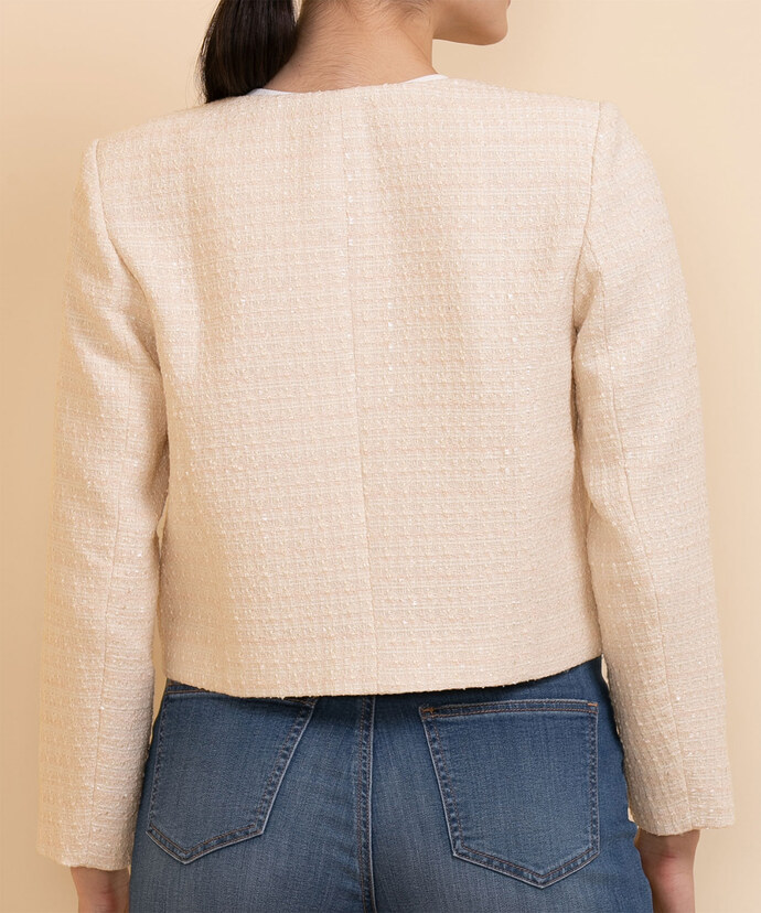 Open Front Cropped Boucle Blazer Image 4