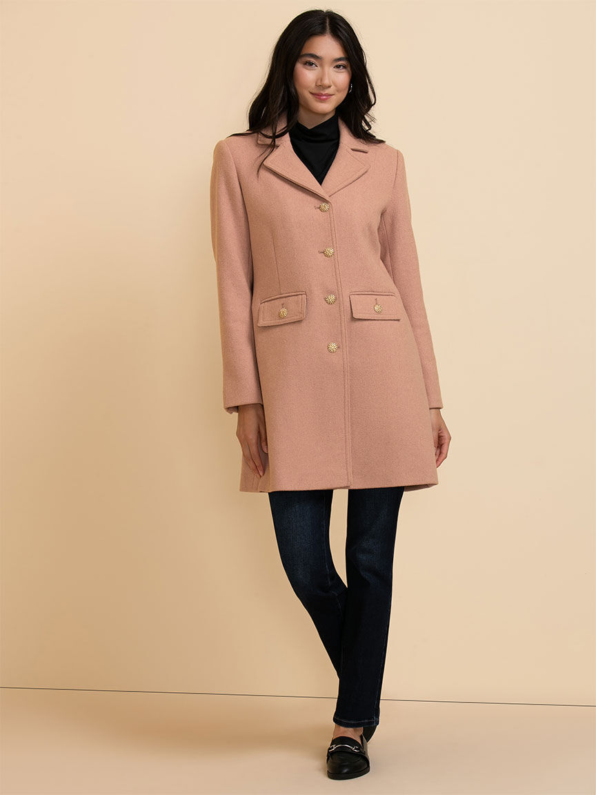 Wool blend straight coat top