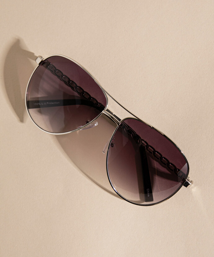 Silver Aviator Sunglasses with Tinted Lenses Image 1