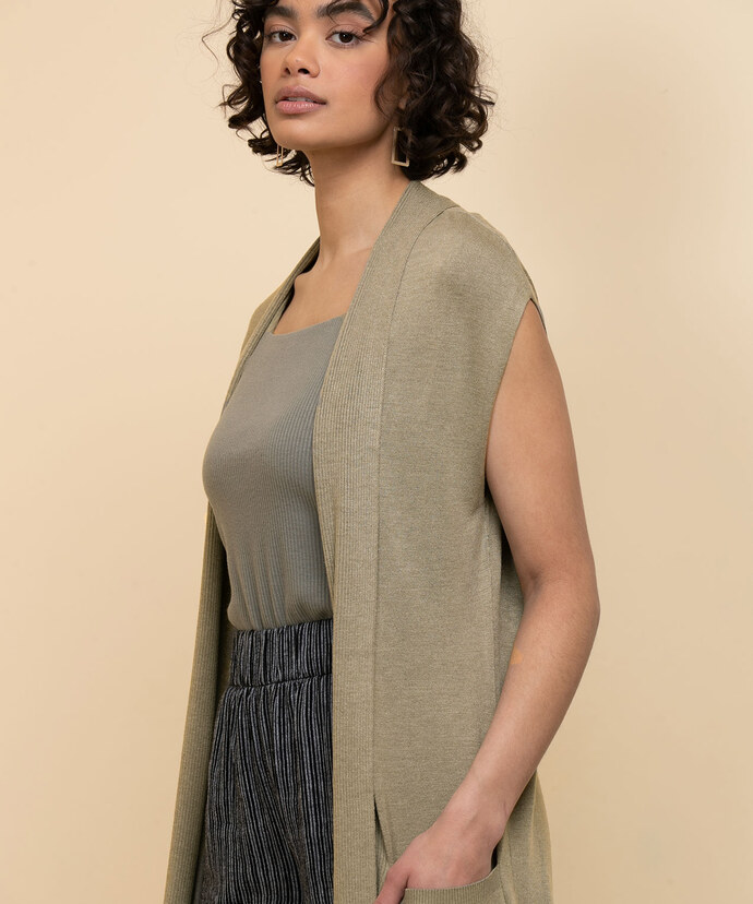 Extended Sleeve Mid-Length Cardigan Image 3