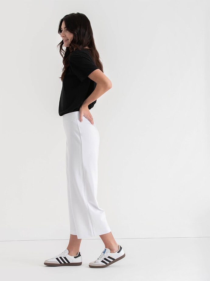 Wide Crop Pull-On Pant in Ponte Twill Image 5