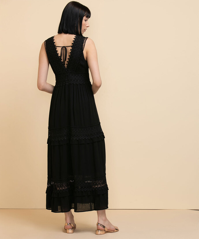 Wide Strap Maxi Dress with Crochet Insert Image 5