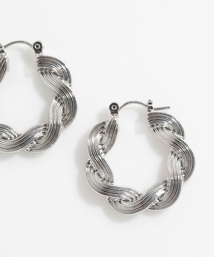 Small Textured Twisted Metal Hoops Image 2