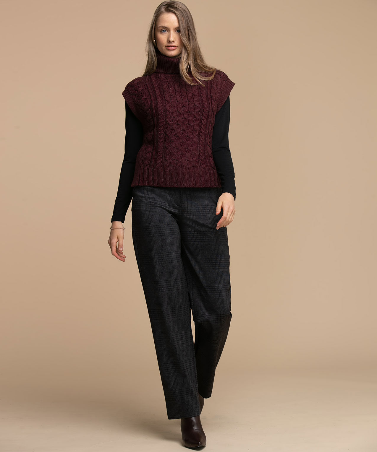 Cowl neck sweater vest store