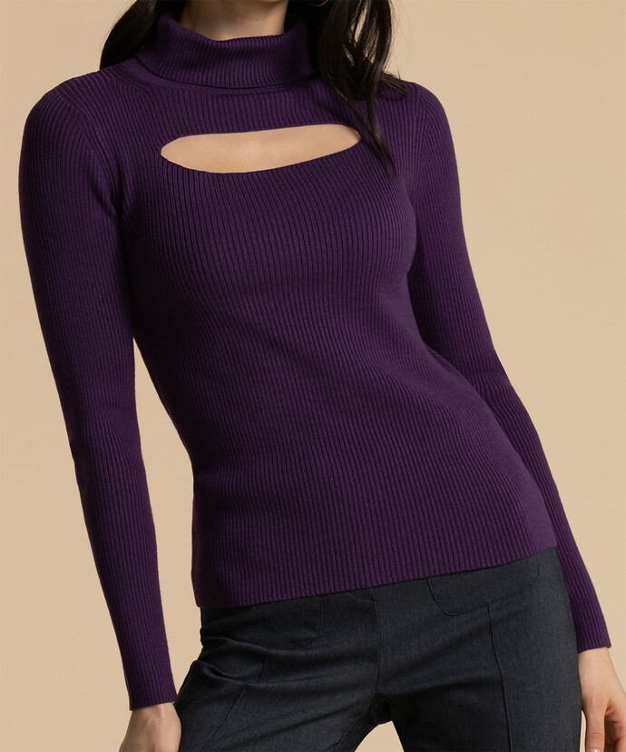 Turtle Neck Cut Out Sweater Image 1