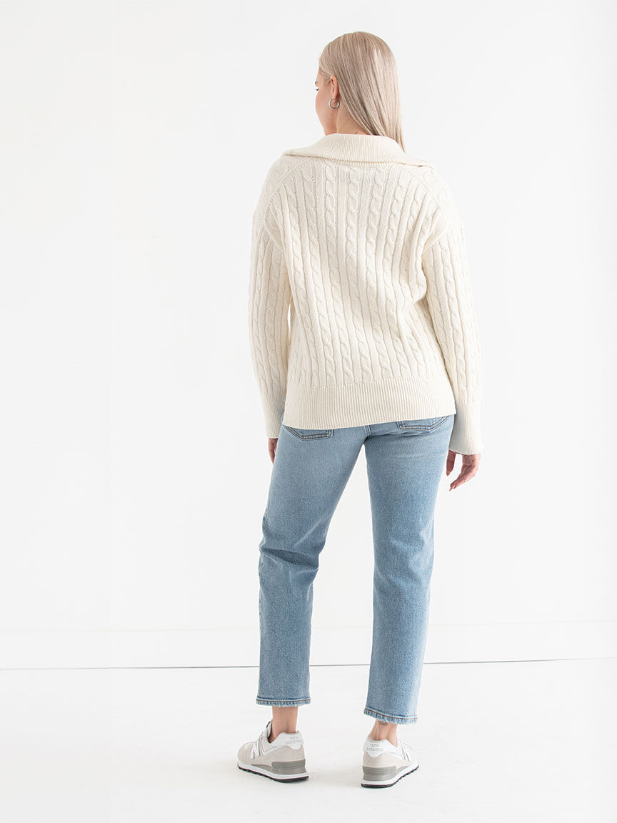 Cable Knit Zip Front Cardigan Rickis