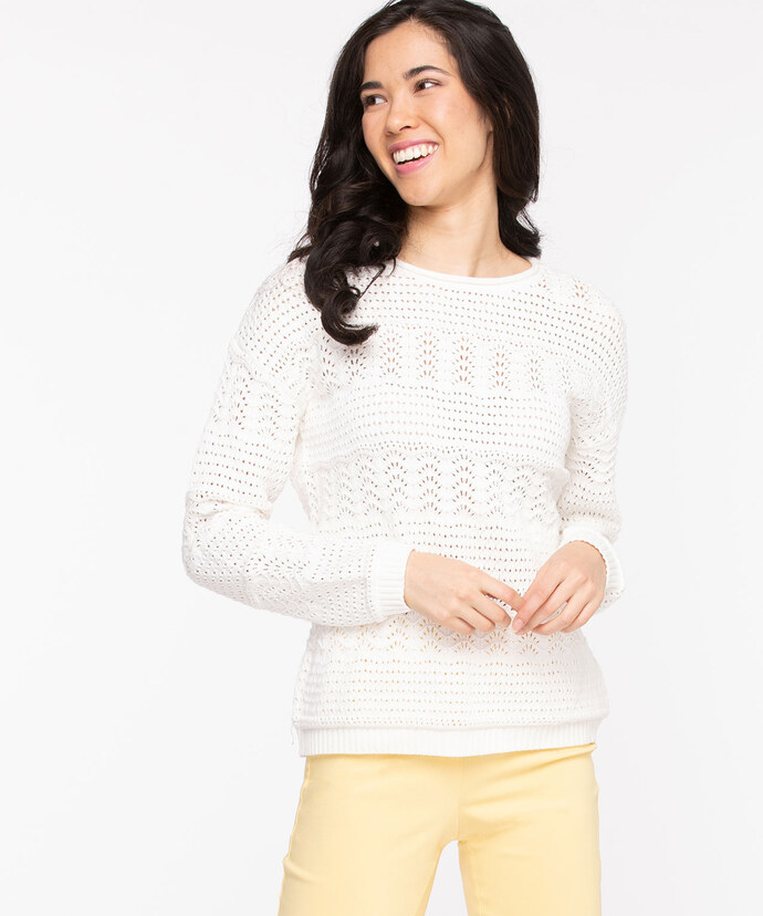 Cotton Pointelle Pullover Sweater Image 1
