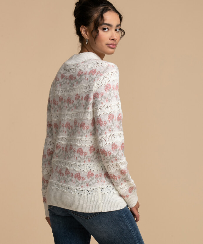Floral Pointelle Pullover Image 3