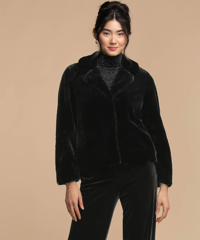 Black Faux Fur Jacket Image 6