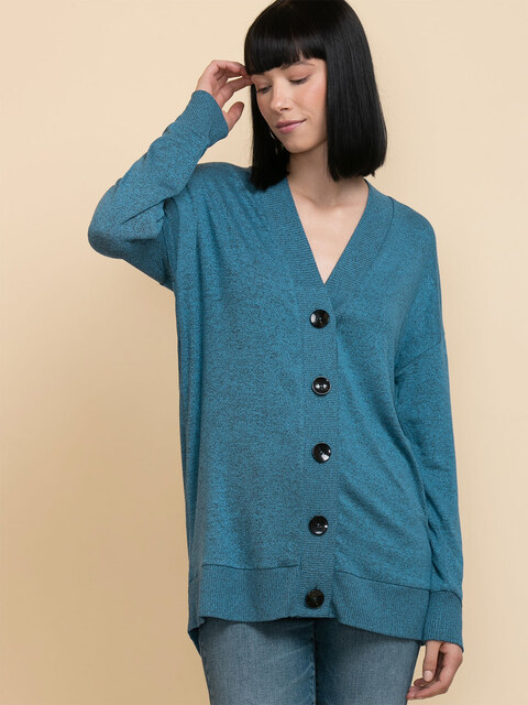 Long Button-Front Cardigan