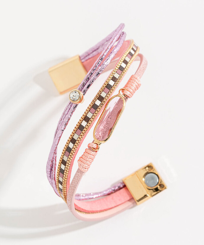 Pink Layered Snap Bracelet Image 2