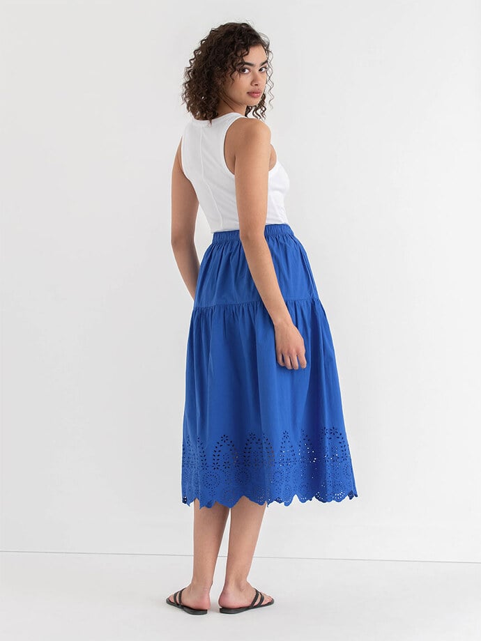Midi Skirt with Eyelet Hem Detail Image 3