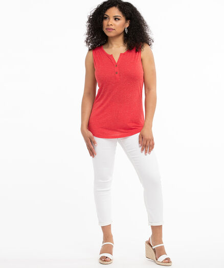 Henley Tank Top, Red Henley Tank Top, Red